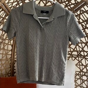 Green Knit Polo Top